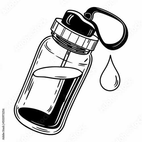 Water bottle icon with sports cap and fluid drop