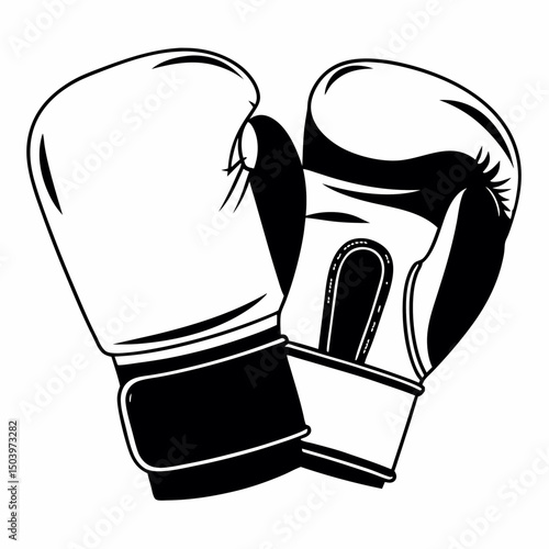 Boxing glove icon with curve padding and wrist strap