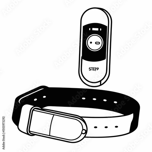 Fitness tracker icon with wristband and steps counter