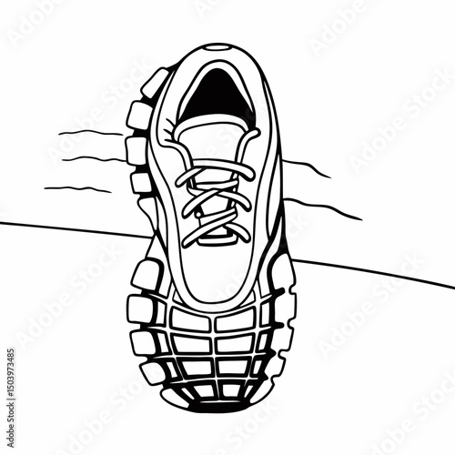 Running shoe icon with tread lines and laces detail