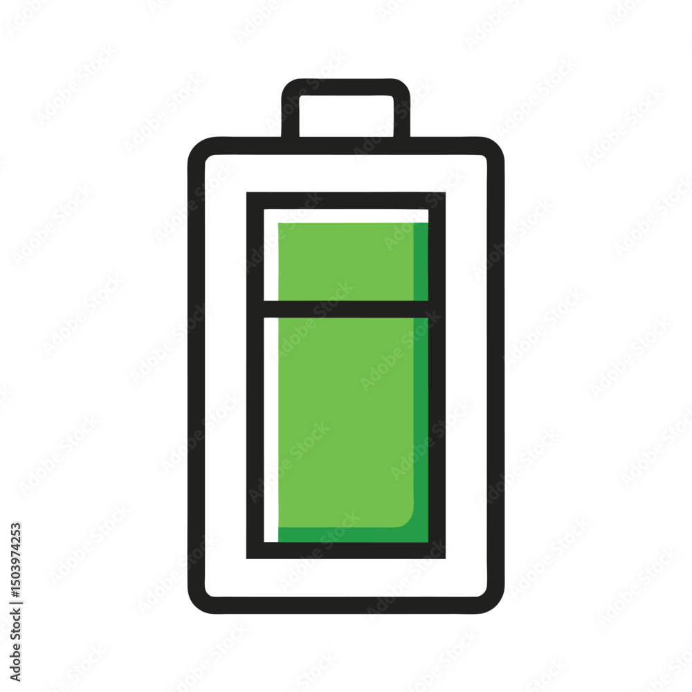 Full battery charging icon showing power symbol and green color indicating energy status Full battery charging icon showing power symbol and green color indicating energy status
