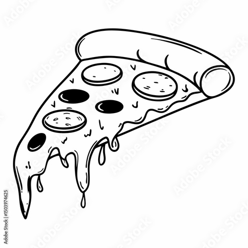 Simple pizza slice icon with melting cheese and pepperoni