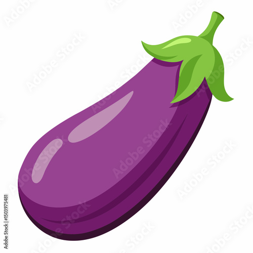 Realistic full-body image of a fresh brinjal (eggplant) on a clean white background, perfect for digital or stock use.