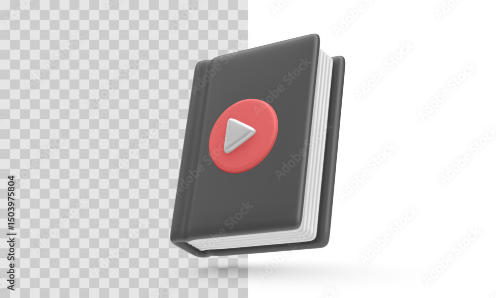 Closed Book with Play Button Icon on Cover. Vector Illustration Representing Multimedia Learning, Online Education, or Interactive Video-Based Content. Closed Book with Play Button Icon on Cover. Vector Illustration Representing Multimedia Learning, Online Education, or Interactive Video-Based Content.