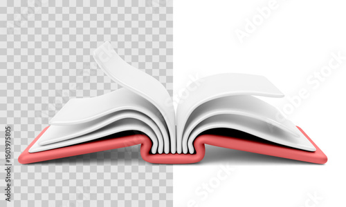 Open Book with Curved Pages in Modern Style. Vector Illustration Representing Reading, Knowledge, Literature, or Educational Resources.