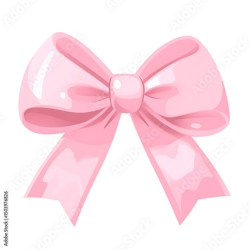 Elegant pink bow vector illustration on transparent background gift decoration
