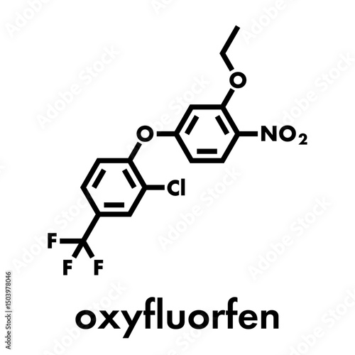 Oxyfluorfen weedkiller molecule. Skeletal formula.