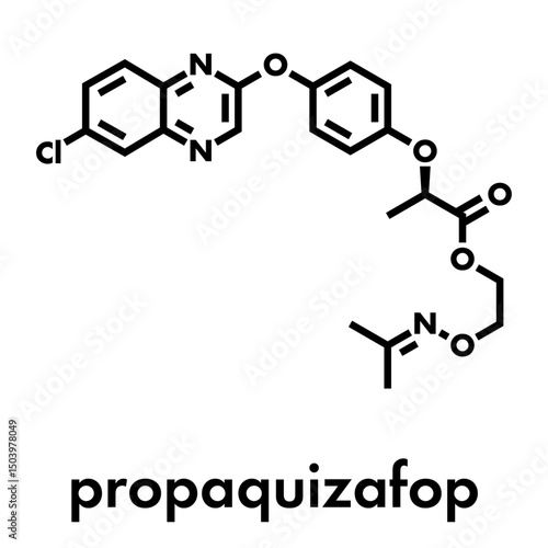 Propaquizafop selective post-emergence herbicide molecule. Skeletal formula.