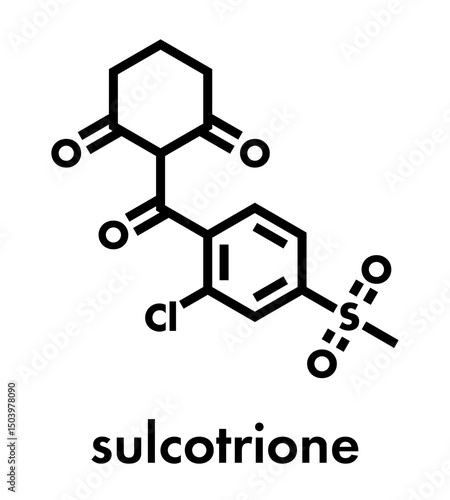 Sulcotrione selective herbicide molecule. Skeletal formula.
