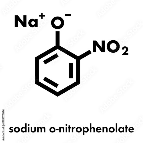 Sodium O-nitrophenolate plant biostimulant molecule. Skeletal formula.
