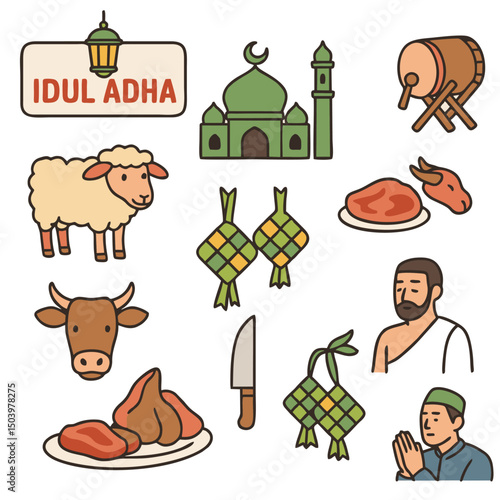 Eid al Adha Vector Elements. Islamic and Traditional Theme