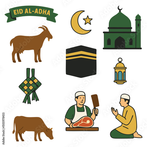 Eid al Adha Vector Elements. Islamic and Traditional Theme