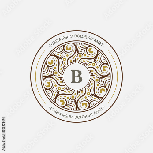 vintage monogram logo flourish line art graceful ornamentation victorian style