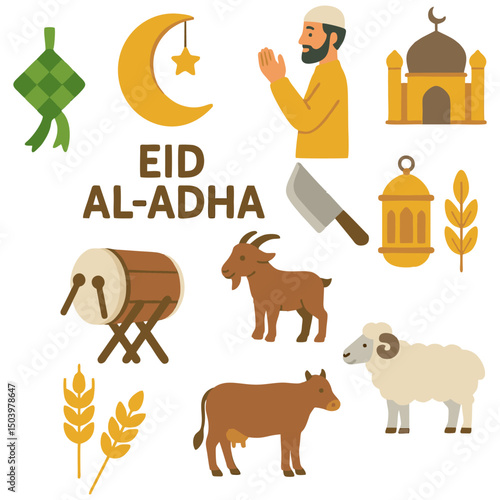 Eid al Adha Vector Elements. Islamic and Traditional Theme