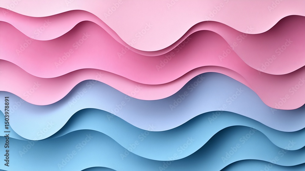 Fototapeta premium Delicate pastel colored paper art with flowing layered wave design