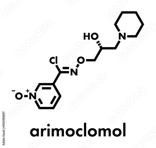 Arimoclomol Niemann-pick disease type C drug molecule. Skeletal formula.