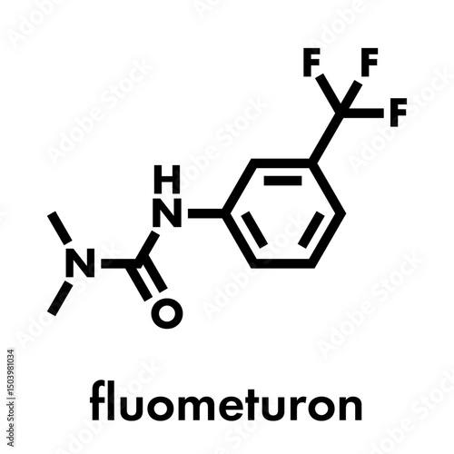 Fluometuron herbicide molecule. Skeletal formula.