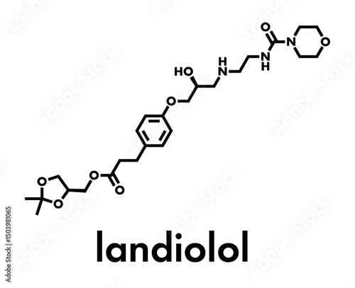 Landiolol antiarrhythmic agent drug molecule. Skeletal formula.