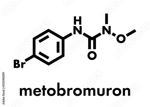 Metobromuron herbicide molecule. Skeletal formula.