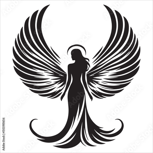 guardian angel silhouette vector