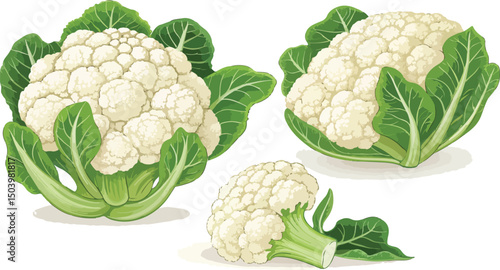 Cauliflower isolated in white background vector design, Cauliflower illustration vector design