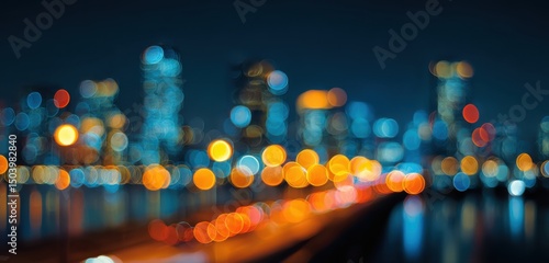 Abstract Night Cityscape Blurred Lights and City Buildings at Night