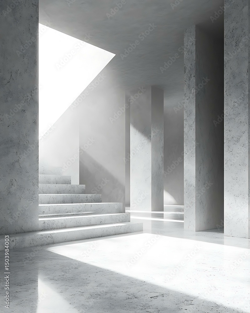 Fototapeta premium Invisible Line Geometry Room defined by line shadows, material junctions, and directional light Seamless Geometry Spatial Interiors Minimal Flow Architecture Design
