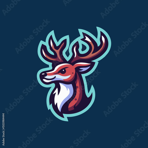 Forest Wildlife Animal Mascot Deer Character Illustration with Fun Cartoon Style Colorful Cute Antlers Stag Friendly Reindeer Icon Emblem Badge Vector Logo for Animal Illustration Nature Character