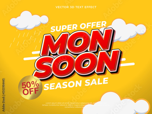 Monsoon sale banner vector template. promotion sale concept illustration design