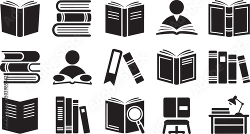 Book and Library Learning Icons