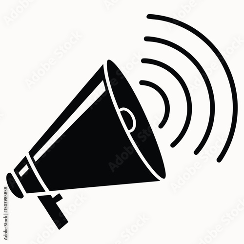 Megaphone icon with sound waves for announcements