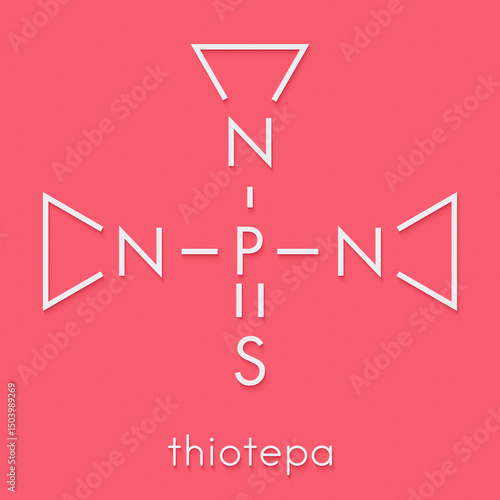 Thiotepa cancer drug molecule. Skeletal formula.