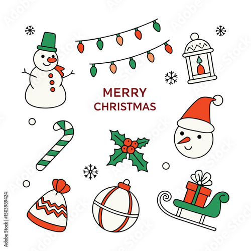 set of Christmas elements silhouette
