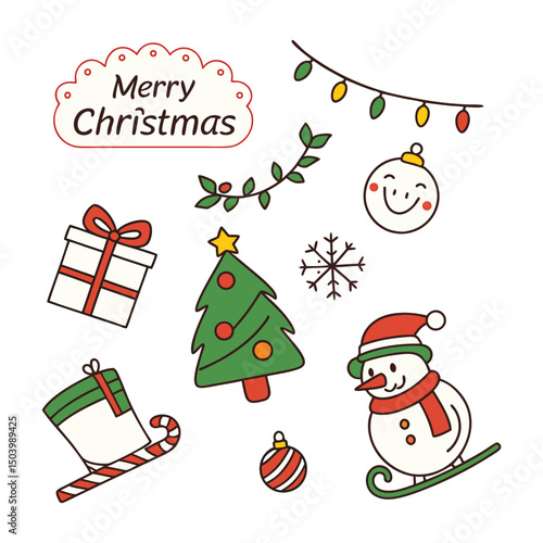 set of Christmas icons vector art