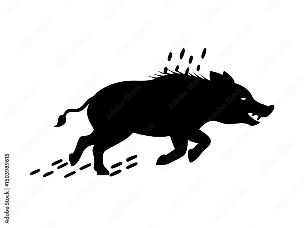 Fototapeta premium Angry Boar Charging Forward In A Tropical Forest D