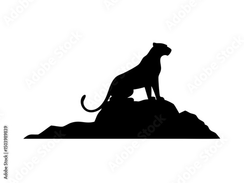 Regal Leopard Sitting On A High Rocky Ledge Ove