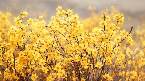 A field of vibrant yellow flowers in full bloom.