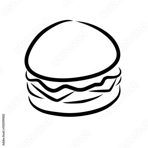 Line art of hamburger, sketch of hamburger