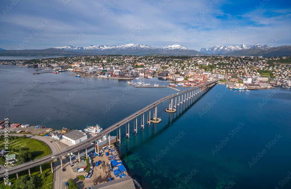 Fototapeta premium Bridge of city Tromso, Norway