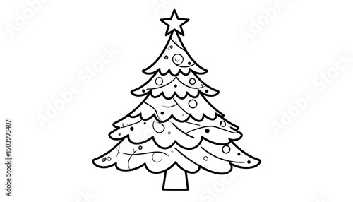 handmade doodle of Christmas tree isolated on transparent background