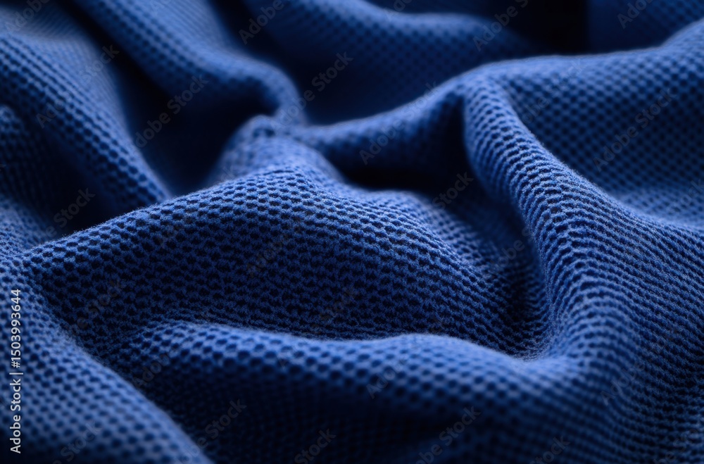 Naklejka premium Close-up of navy blue dobby textile background,