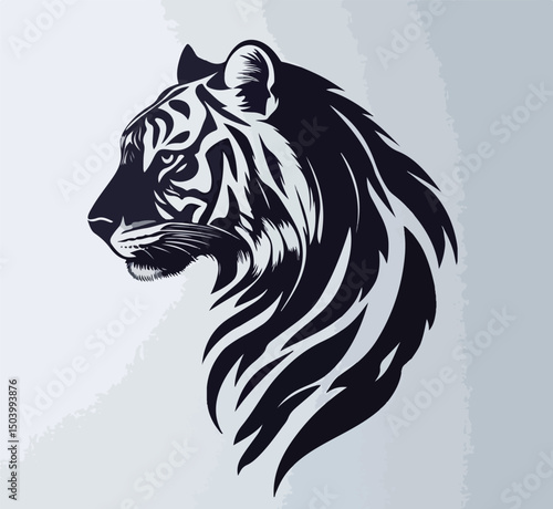 Artistic Monochrome Feline Head