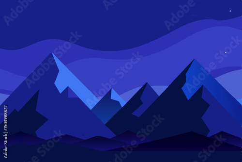 night scene of dark blue peaks beneath a grad.svg