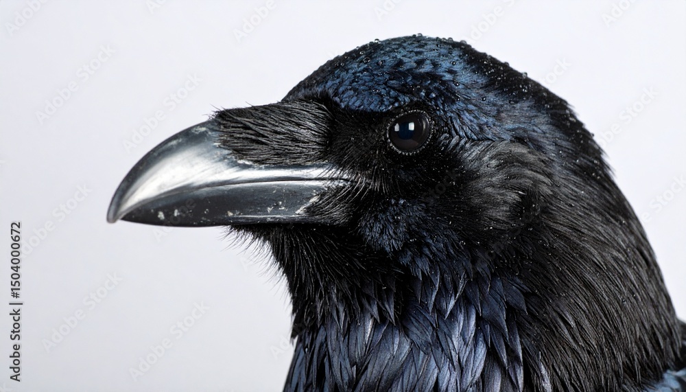 Fototapeta premium Head of raven macro shots, in white background