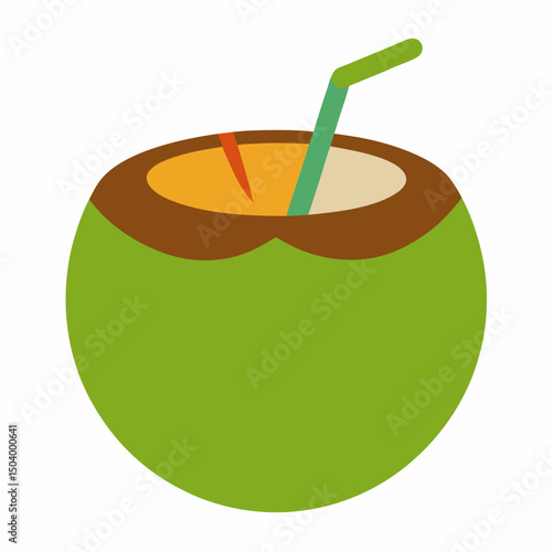 Filled-coconut-drink  Tropical Summer Beverage Graphic for Print and Digital Use