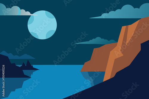 hand painted cliffs overlooking a lake with