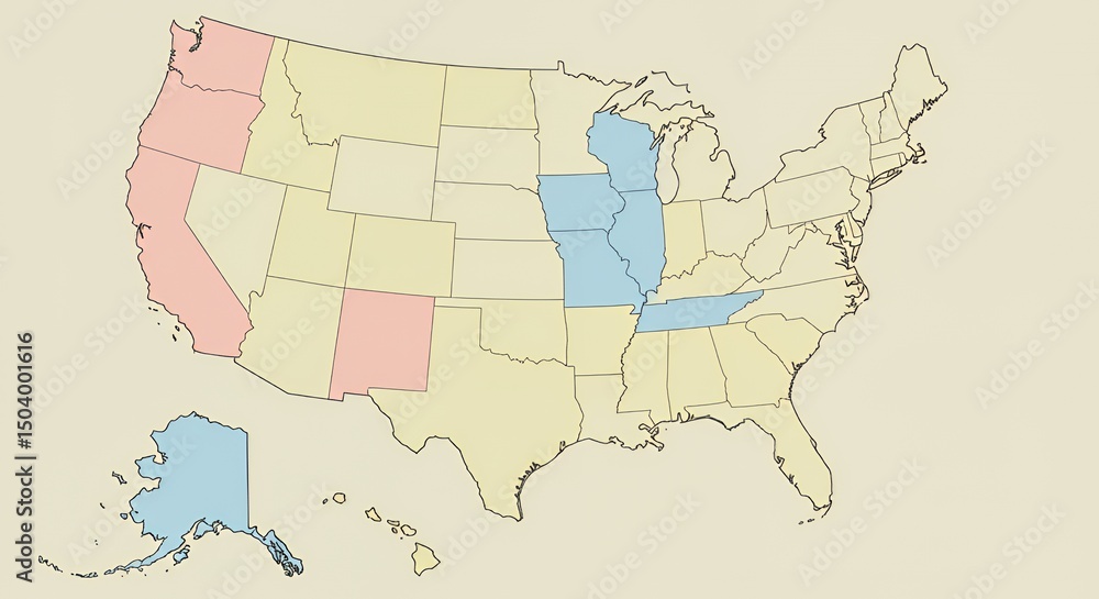 Obraz premium US Map: Regional Division Illustrative