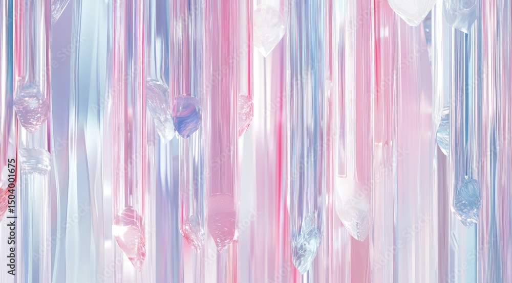 Fototapeta premium Abstract crystalline formations in soft pastel hues