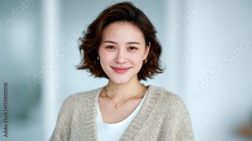 Free Download Happy Young Woman Portrait  Casual Style  Neutral Background  Studio Shot - GFXLoad