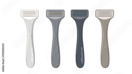 Collection of Modern Grooming Razors in White, Grey, and Dark Shades on a White Background